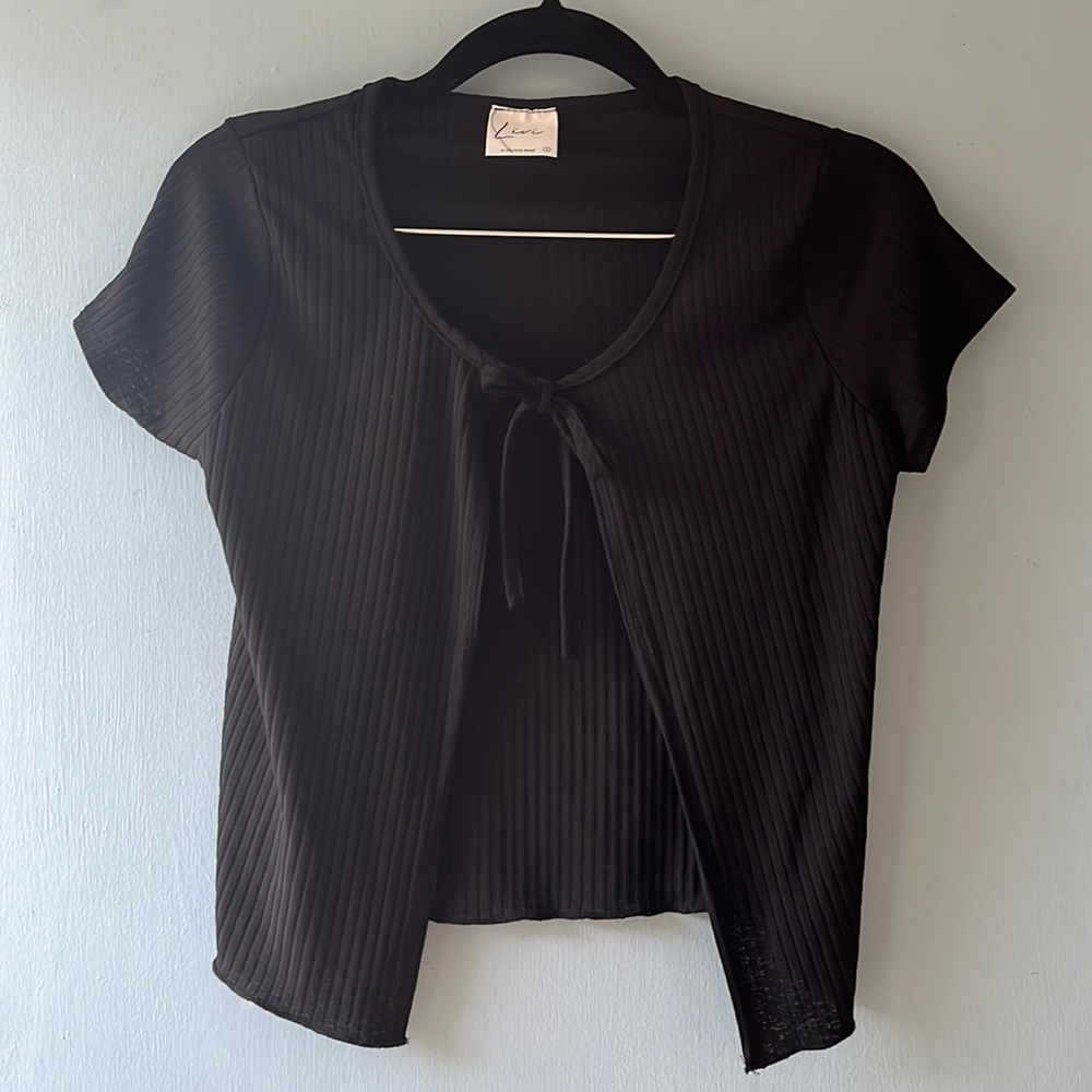 Ribbed Black Cardigan